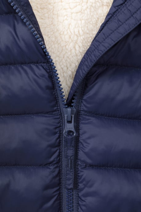 'Seasons' Kids Padded Jacket with Side Pockets Fur Lined Water Resistant School Coat Navy - Image 5