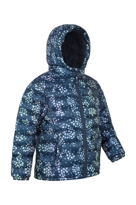 'Seasons' Kids Padded Jacket with Side Pockets Fur Lined Water Resistant School Coat Dark Blue - Image 2