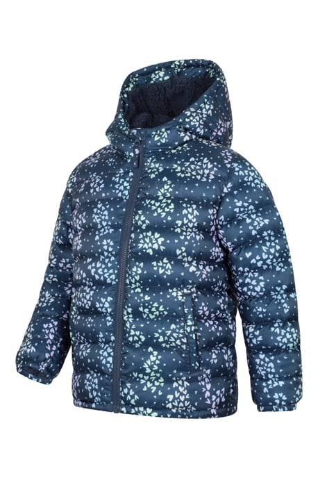 'Seasons' Kids Padded Jacket with Side Pockets Fur Lined Water Resistant School Coat Dark Blue - Image 4