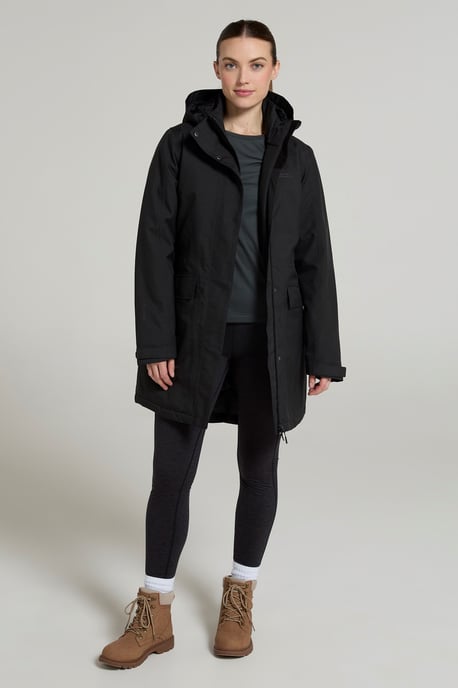 'Rain On' Women's Padded Jacket Waterproof Breathable Hooded Rain Coat Black - Image 2