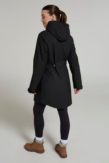 'Rain On' Women's Padded Jacket Waterproof Breathable Hooded Rain Coat Black - Image 3