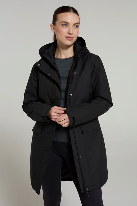 'Rain On' Women's Padded Jacket Waterproof Breathable Hooded Rain Coat Black - Image 4