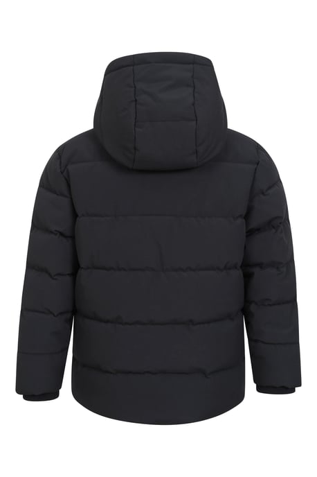 'Manta' Kids Padded Jacket with Front Pockets & Chin Guard Borg Lined Coat Black - Image 3