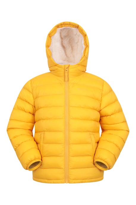 'Seasons' Kids Padded Jacket with Side Pockets Fur Lined Water Resistant School Coat Mustard - Image 1
