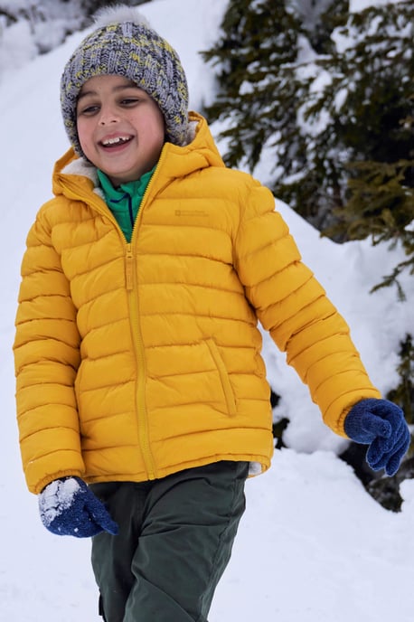 'Seasons' Kids Padded Jacket with Side Pockets Fur Lined Water Resistant School Coat Mustard - Image 2