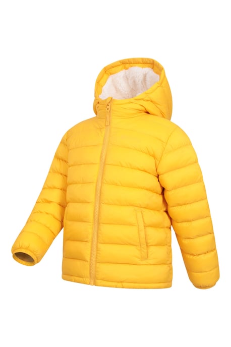 'Seasons' Kids Padded Jacket with Side Pockets Fur Lined Water Resistant School Coat Mustard - Image 5