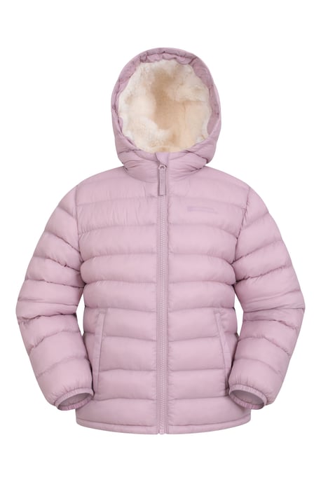 'Seasons' Kids Padded Jacket with Side Pockets Fur Lined Water Resistant School Coat Dusty Pink - Image 2