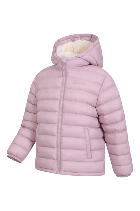 'Seasons' Kids Padded Jacket with Side Pockets Fur Lined Water Resistant School Coat Dusty Pink - Image 5