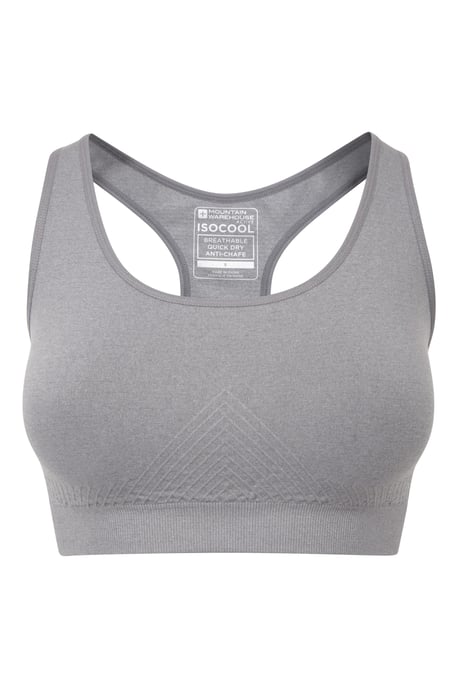 Women's Antibacterial Seamless Bra Stretchy Racerback Sports Bralette Charcoal - Image 5