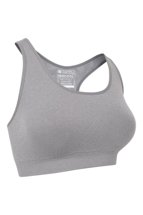 Women's Antibacterial Seamless Bra Stretchy Racerback Sports Bralette Charcoal - Image 6