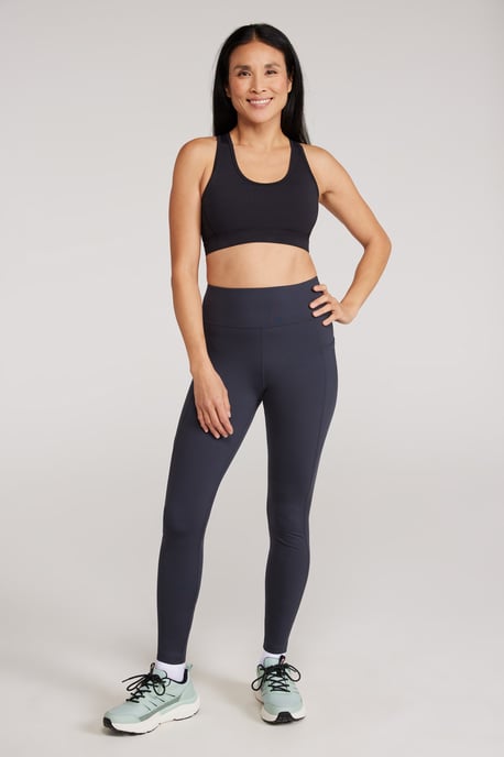 'Blackout' High Waisted Leggings Women's Stretchy Sweat Wicking Tights Dark Grey - Image 3