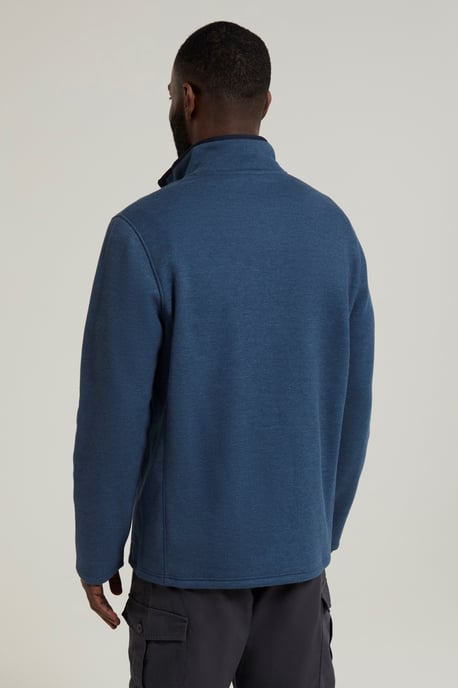 'Beta Contrast' Fleece Top Zip Neck Comfy Casual Midlayer Light Blue - Image 4