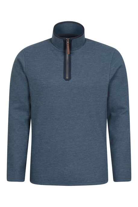 'Beta Contrast' Fleece Top Zip Neck Comfy Casual Midlayer Light Blue - Image 6