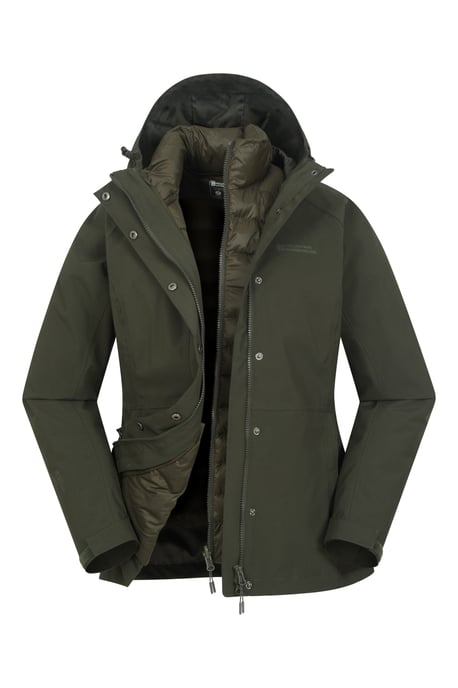 'Alaskan' Women's 3 in 1 Short Jacket Waterproof Breathable Outdoor Coat Khaki - Image 6