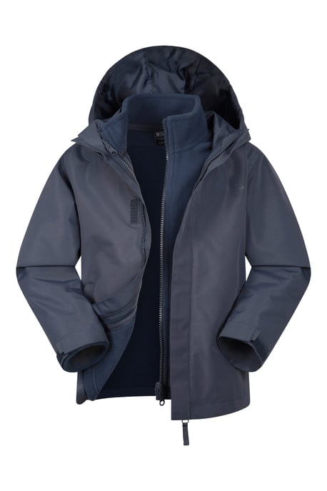 'Fell' Kids 3 in 1 Jacket with Pockets Water Resistant Hooded Coat Navy - Image 1
