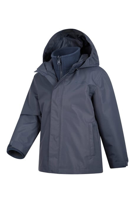 'Fell' Kids 3 in 1 Jacket with Pockets Water Resistant Hooded Coat Navy - Image 4