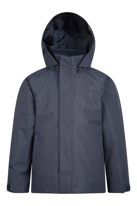 'Fell' Kids 3 in 1 Jacket with Pockets Water Resistant Hooded Coat Navy - Image 5