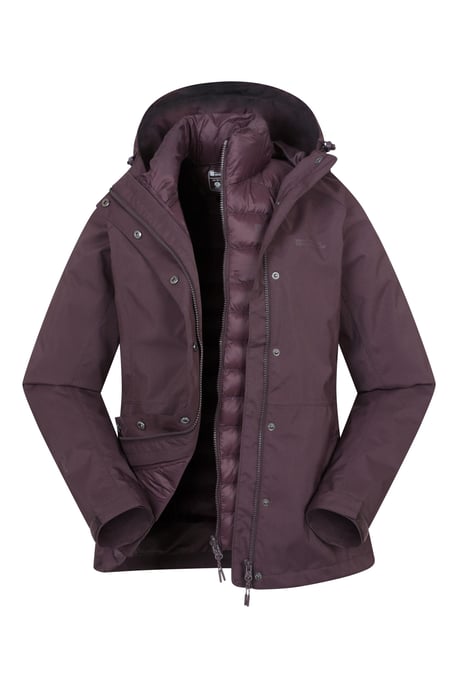 'Alaskan' Women's 3 in 1 Short Jacket Waterproof Breathable Outdoor Coat Burgundy - Image 6