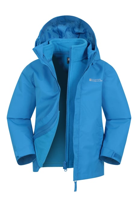 'Fell' Kids 3 in 1 Jacket with Pockets Water Resistant Hooded Coat Medium Blue - Image 1