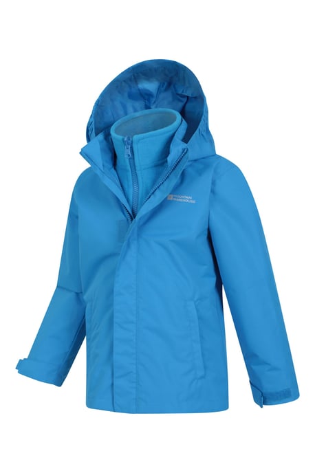 'Fell' Kids 3 in 1 Jacket with Pockets Water Resistant Hooded Coat Medium Blue - Image 4