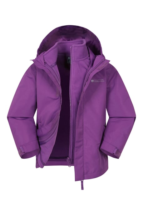 'Fell' Kids 3 in 1 Jacket with Pockets Water Resistant Hooded Coat Purple - Image 1