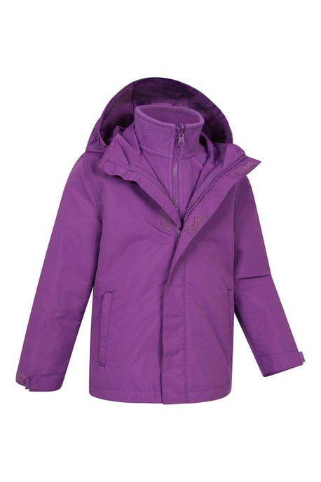 'Fell' Kids 3 in 1 Jacket with Pockets Water Resistant Hooded Coat Purple - Image 2