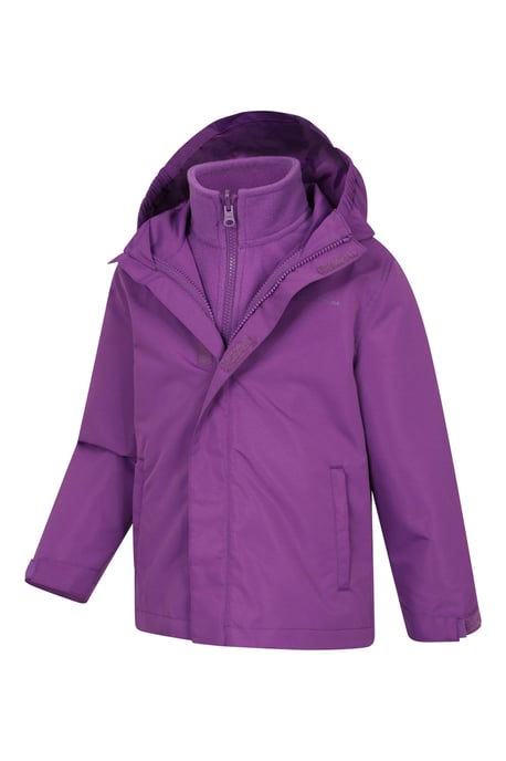 'Fell' Kids 3 in 1 Jacket with Pockets Water Resistant Hooded Coat Purple - Image 4