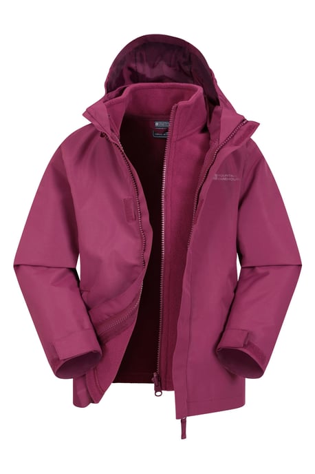 'Fell' Kids 3 in 1 Jacket with Pockets Water Resistant Hooded Coat Berry - Image 4