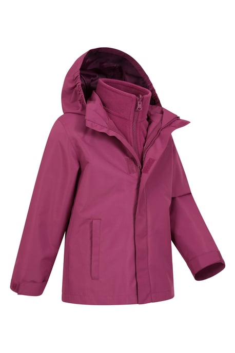 'Fell' Kids 3 in 1 Jacket with Pockets Water Resistant Hooded Coat Berry - Image 5
