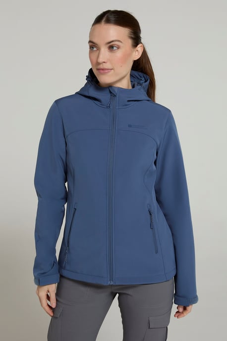 'Exodus' Women's Softshell Jacket with Multiple Pockets Water Resistant Coat Blue - Image 2