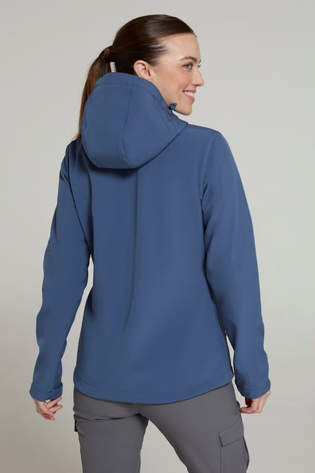 'Exodus' Women's Softshell Jacket with Multiple Pockets Water Resistant Coat Blue - Image 3