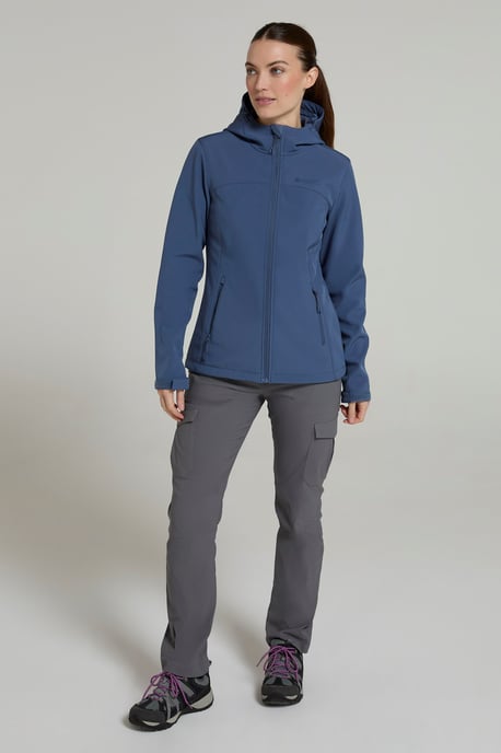 'Exodus' Women's Softshell Jacket with Multiple Pockets Water Resistant Coat Blue - Image 4