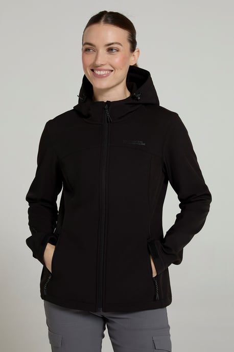 'Exodus' Women's Softshell Jacket with Multiple Pockets Water Resistant Coat Black - Image 2