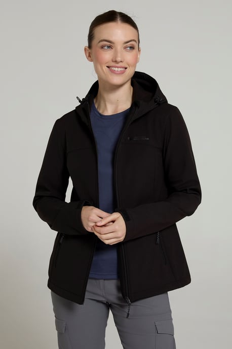 'Exodus' Women's Softshell Jacket with Multiple Pockets Water Resistant Coat Black - Image 3