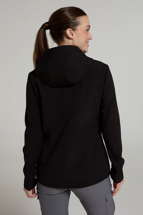 'Exodus' Women's Softshell Jacket with Multiple Pockets Water Resistant Coat Black - Image 4