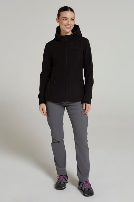 'Exodus' Women's Softshell Jacket with Multiple Pockets Water Resistant Coat Black - Image 5