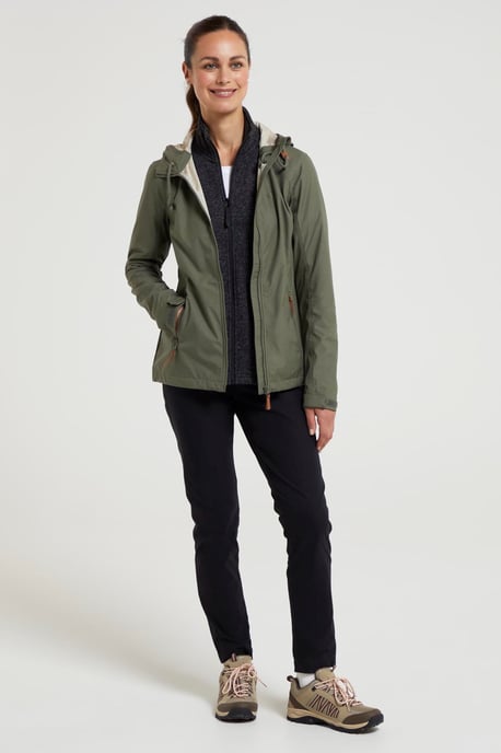 'Iona' Women's Softshell Jacket with Multiple Pockets Water Resistant Casual Everyday Coat Khaki - Image 3
