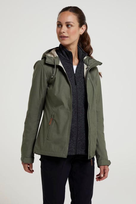 'Iona' Women's Softshell Jacket with Multiple Pockets Water Resistant Casual Everyday Coat Khaki - Image 5