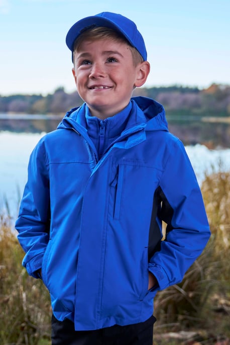 'Cannonball' Kids Waterproof Jacket with Multiple Pockets Breathable Warm Coat Medium Blue - Image 1