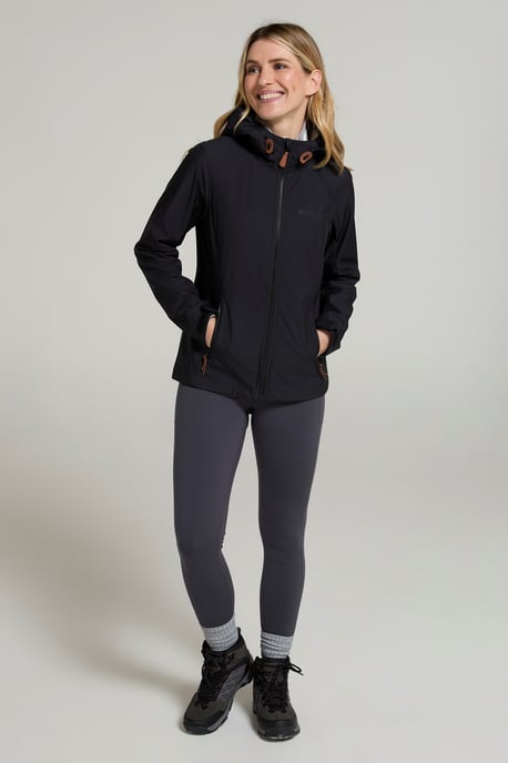 'Iona' Women's Softshell Jacket with Multiple Pockets Water Resistant Casual Everyday Coat Black - Image 2