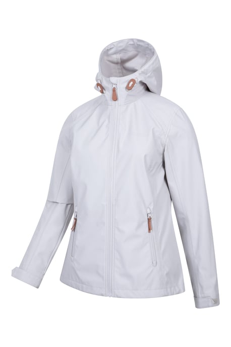 'Iona' Women's Softshell Jacket with Multiple Pockets Water Resistant Casual Everyday Coat Beige - Image 5