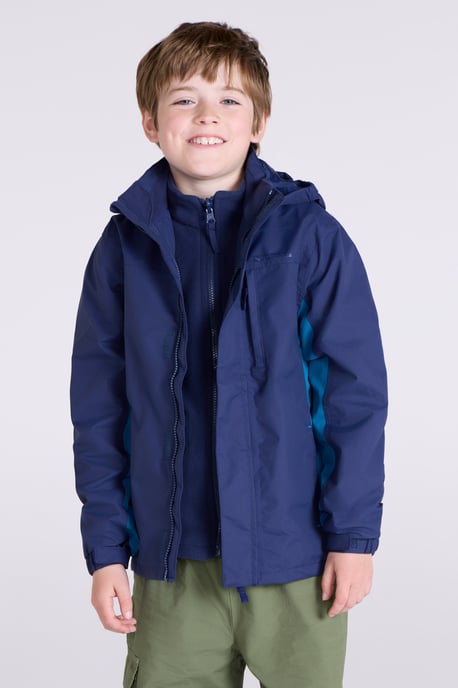 'Cannonball' Kids Waterproof Jacket with Multiple Pockets Breathable Warm Coat Blue - Image 3