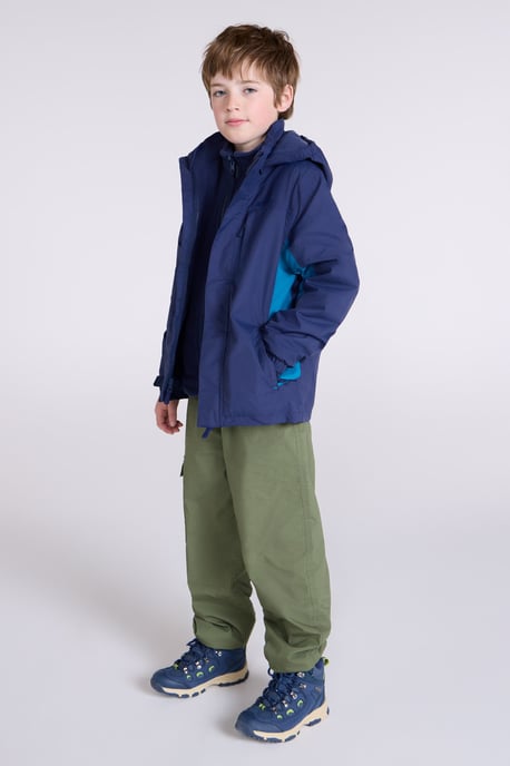 'Cannonball' Kids Waterproof Jacket with Multiple Pockets Breathable Warm Coat Blue - Image 4