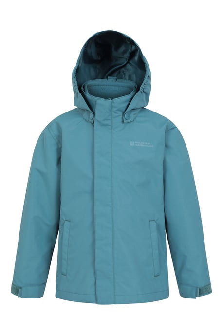 'Fell' Kids 3 in 1 Jacket with Pockets Water Resistant Hooded Coat Teal - Image 5