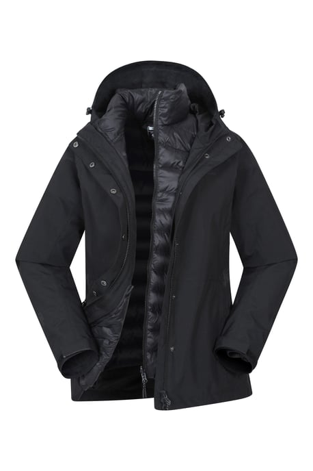 'Alaskan' Women's 3 in 1 Short Jacket Waterproof Breathable Outdoor Coat Black - Image 2