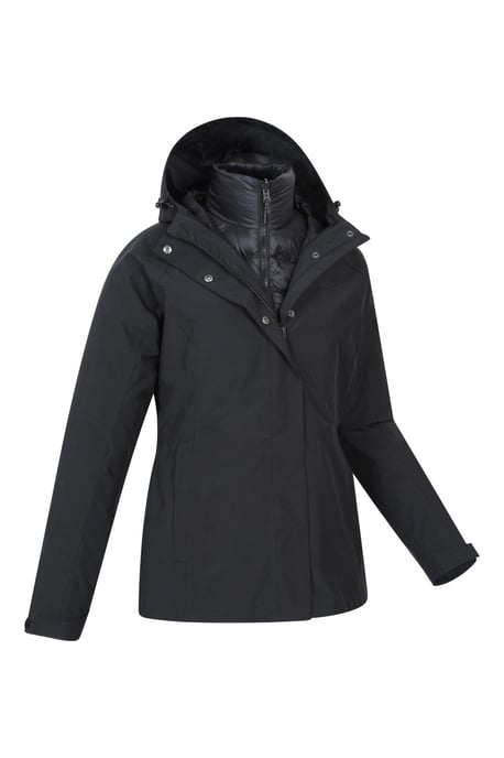 'Alaskan' Women's 3 in 1 Short Jacket Waterproof Breathable Outdoor Coat Black - Image 3