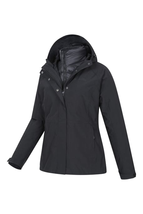 'Alaskan' Women's 3 in 1 Short Jacket Waterproof Breathable Outdoor Coat Black - Image 5