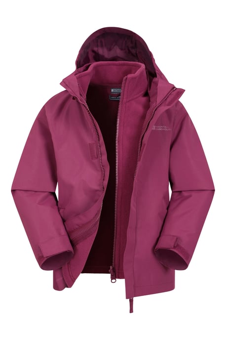 'Fell' Kids 3 in 1 Jacket with Pockets Water Resistant Hooded Coat Purple - Image 1