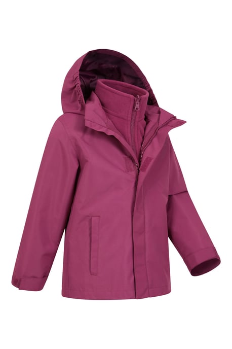 'Fell' Kids 3 in 1 Jacket with Pockets Water Resistant Hooded Coat Purple - Image 2