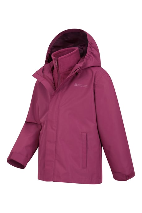'Fell' Kids 3 in 1 Jacket with Pockets Water Resistant Hooded Coat Purple - Image 4